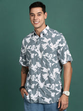 Men Abstract Grey Slim Fit Shirt-Cain-3088-Grey